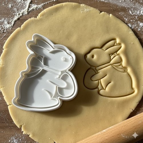 Emporte-piece lapin de paques avec oeuf 8 cm - moule biscuit artisanal