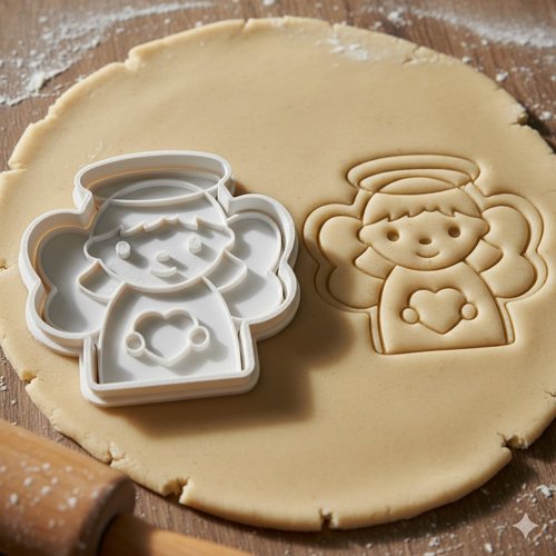 Emporte-piece ange avec aureole et coeur - moule patisserie 8 cm