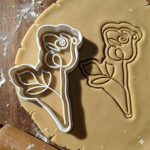 Emporte-piece rose minimaliste 8 cm - moule biscuit artisanal noir