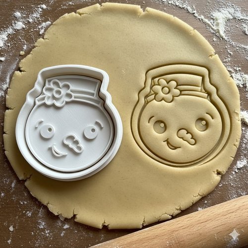 Emporte-piece bonhomme de neige avec fleur - moule patisserie 8 cm