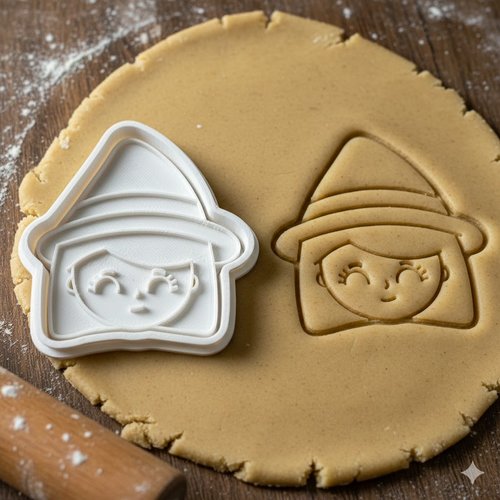 Emporte-piece sorciere kawaii 8 cm - moule a biscuits artisanal