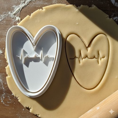 Emporte-piece coeur battant rythme cardiaque - moule biscuit 8 cm