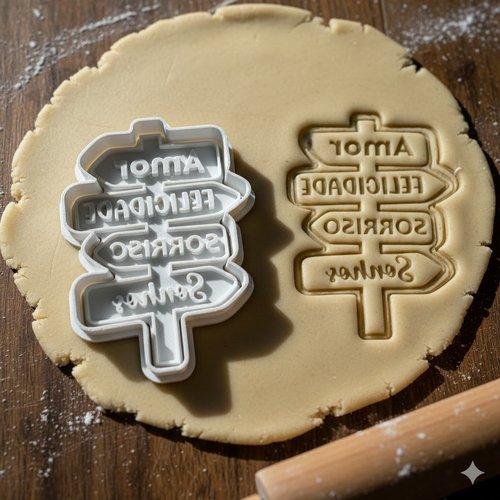 Emporte-pièce panneau directionnel mots inspirants - moule biscuit 8cm