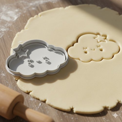 Emporte-piece nuage et etoile 8 cm - moule patisserie artisanale