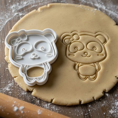 Emporte-pièce panda avec noeud - moule biscuits artisanal 8 cm
