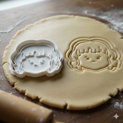Emporte-pièce visage petite fille - moule à biscuits artisanal 8 cm
