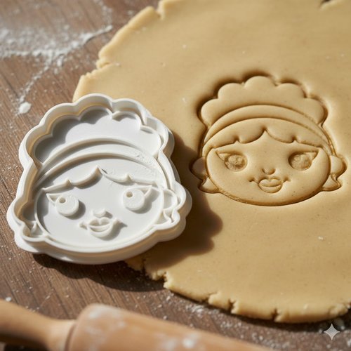 Emporte-piece visage petite fille 8 cm - moule biscuit artisanal