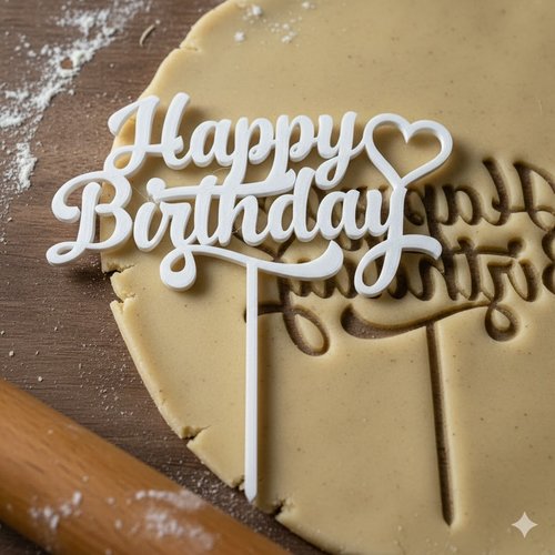 Emporte-piece happy birthday avec coeur 8 cm - decoration biscuit