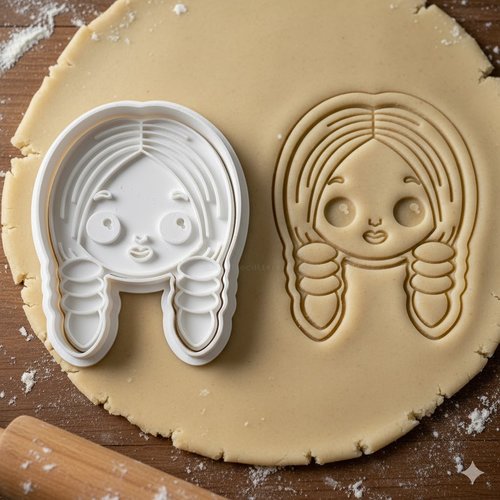 Emporte-pièce fillette à nattes - moule à biscuits artisanal 8 cm