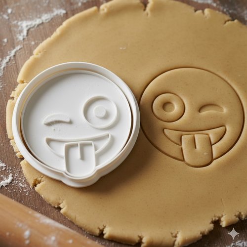 Emporte-piece emoji clin d'oeil avec langue - moule biscuit 8 cm