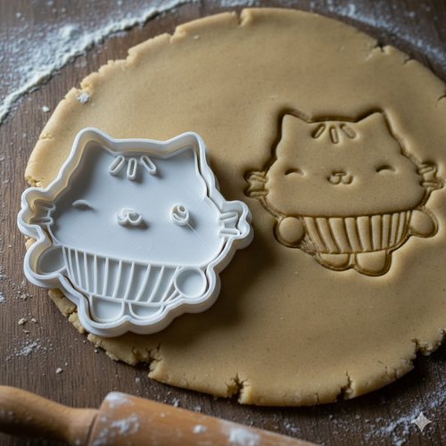 Emporte-piece chat cupcake 8 cm - moule a biscuit artisanal