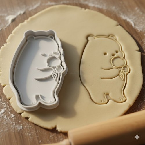 Emporte-piece ours glace 8 cm - moule biscuit artisanal noir