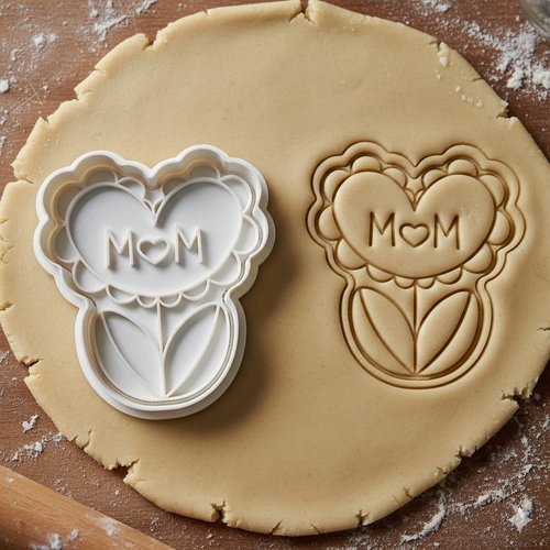 Emporte-piece fête des mères fleur mom - moule biscuit 8 cm