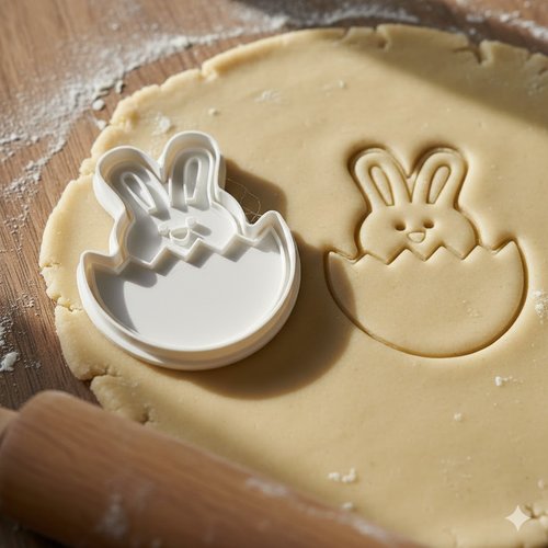 Emporte-piece lapin de paques dans son oeuf - 8 cm artisanal