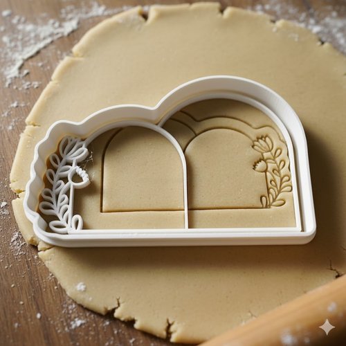 Emporte-piece arche de mariage floral 8 cm - moule biscuit artisanal
