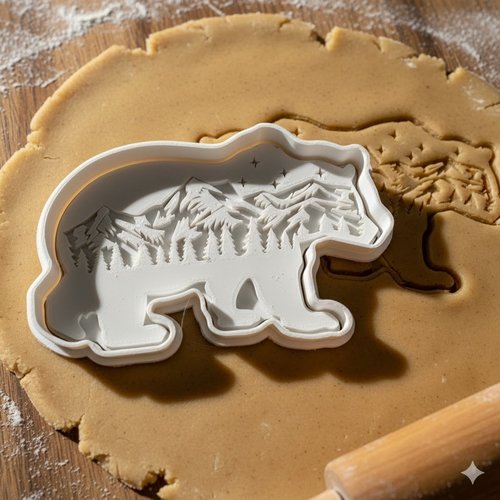 Emporte-pièce ours et montagne 8 cm - moule biscuit artisanal