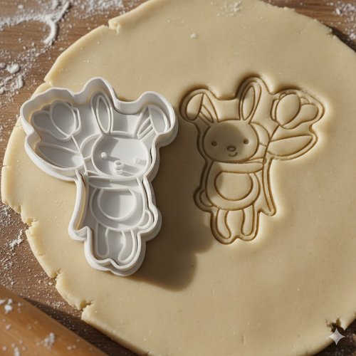 Emporte-piece lapin avec fleurs 8 cm - moule biscuit artisanal