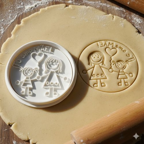 Emporte-piece fete des meres te amo mae 8 cm - tampon biscuit