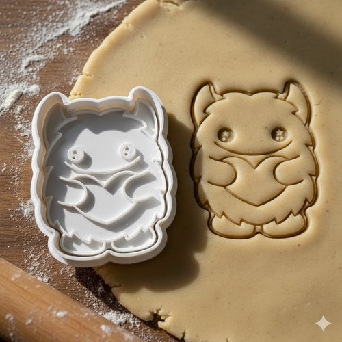 Emporte-piece petit monstre coeur 8 cm - moule biscuit patisserie