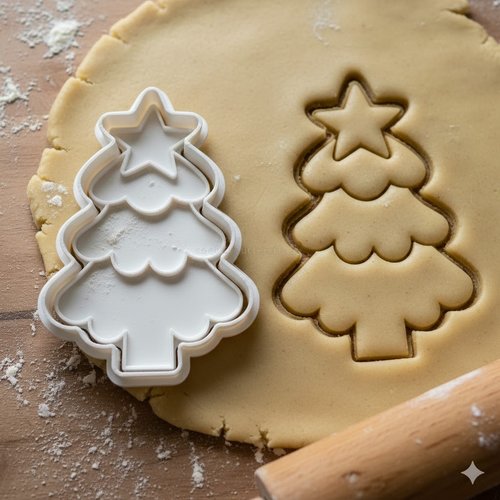 Emporte-piece sapin de noel etoile 8 cm - moule biscuits noel