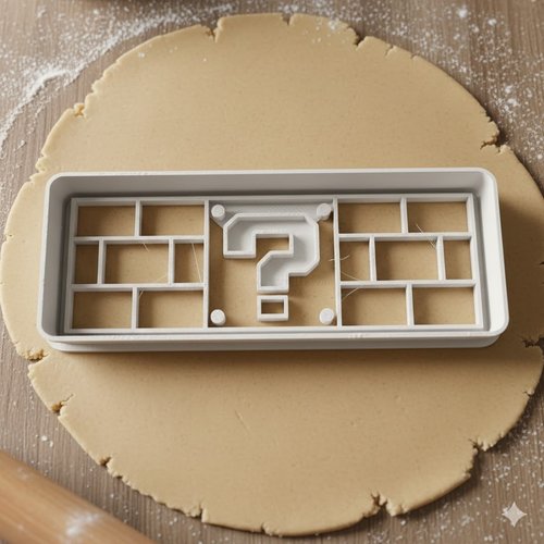 Emporte-piece jeu video brique et point d'interrogation 8 cm