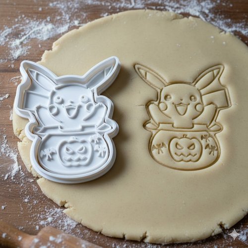 Emporte-piece pikachu halloween avec citrouille et chauve-souris 8 cm