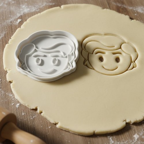 Emporte-piece visage souriant 8 cm - moule biscuit artisanal noir