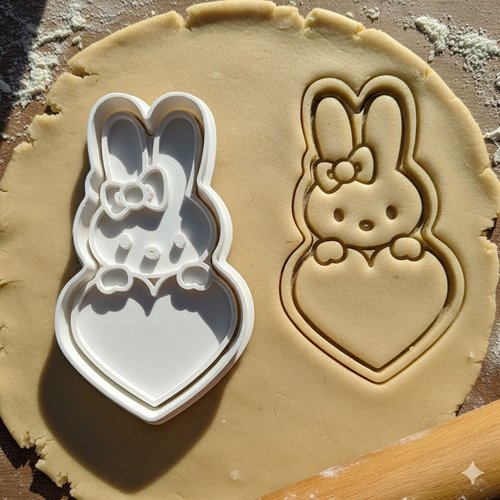 Emporte-piece lapin avec coeur 8 cm - moule patisserie artisanale