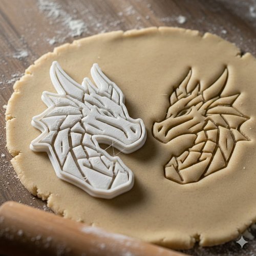 Emporte-pièce dragon géométrique 8 cm - moule biscuit artisanal