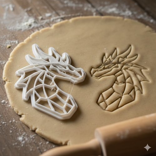 Emporte-piece dragon geometrique 8 cm - moule a biscuits artisanal