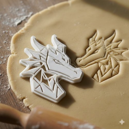 Emporte-piece dragon geometrique 8 cm - moule patisserie artisanal