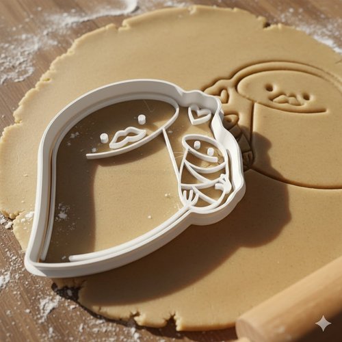 Emporte-piece flork avec bebe - moule a biscuits artisanal 8 cm