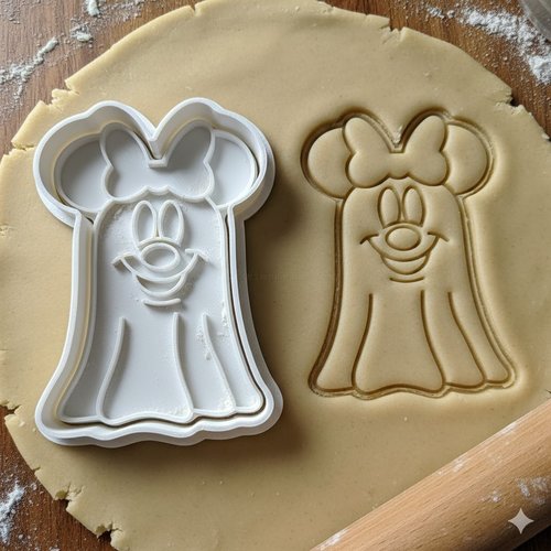 Emporte-piece fantome souris avec noeud 8 cm - pâtisserie halloween