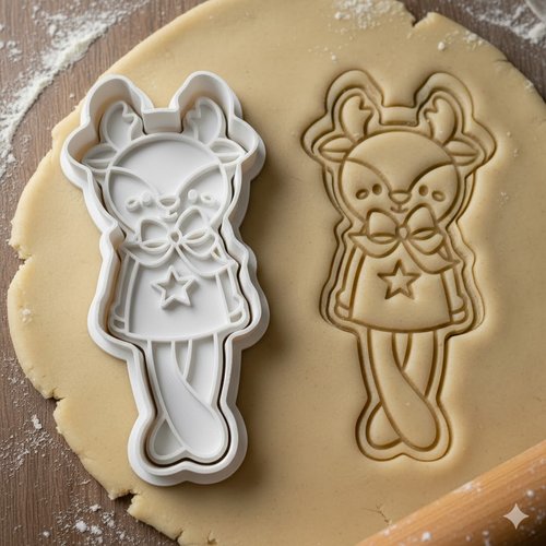 Emporte-piece cerf de noel kawaii 8 cm - moule a biscuit artisanal