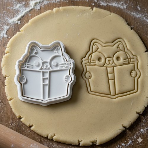 Emporte-pièce chat lecteur 8 cm - moule à biscuit artisanal noir