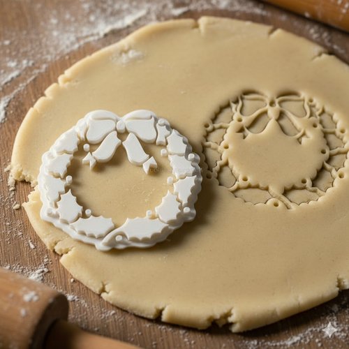 Emporte-piece couronne de noel avec noeuds - moule biscuits 8 cm