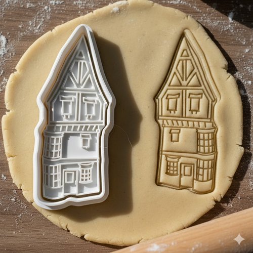 Emporte-piece maison alsacienne colombages - moule biscuits 8 cm