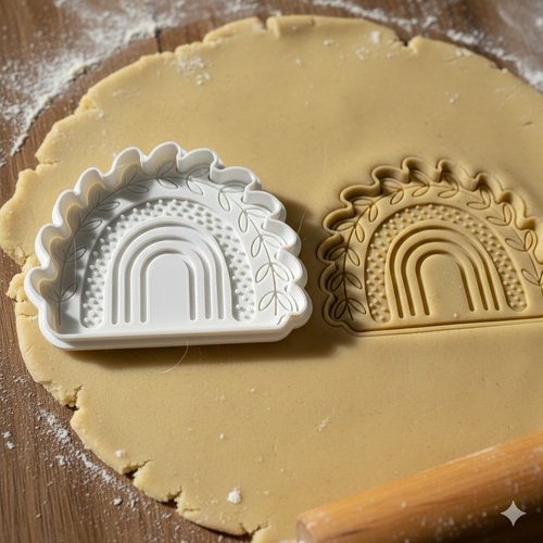 Emporte-pièce arc-en-ciel floral 8 cm - moule pâtisserie artisanal