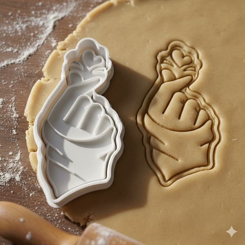 Emporte-piece coeur doigts finger heart - moule biscuit artisanal 8cm