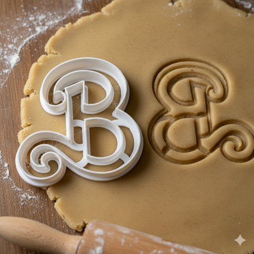 Emporte-piece lettre b calligraphie - moule biscuit artisanal 8 cm