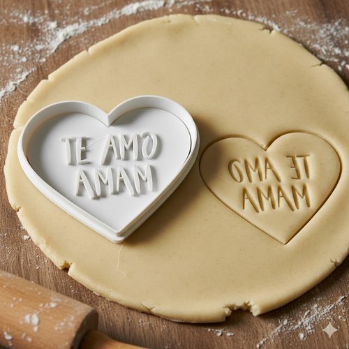 Emporte-piece coeur te amo mama - moule a biscuits artisanal 8 cm