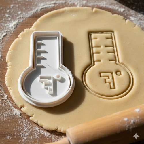 Emporte-piece thermometre patisserie - moule biscuit artisanal 8 cm