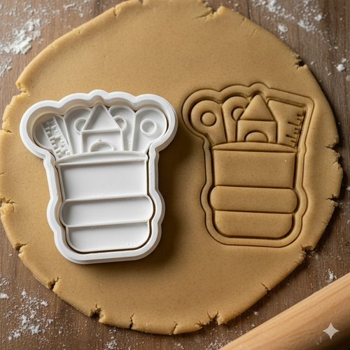 Emporte-piece fournitures scolaires pot a crayons 8 cm - artisanal