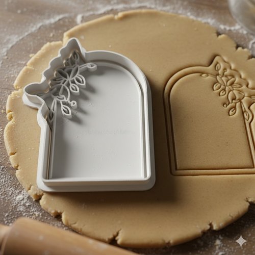 Emporte-piece arche fleurie 8 cm - moule a biscuit artisanal noir