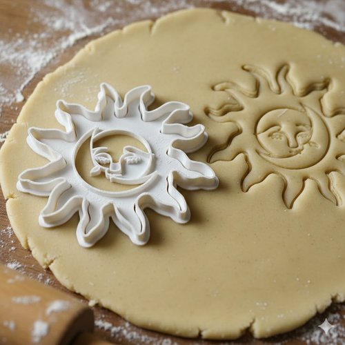 Emporte-piece soleil lune artisanal - moule a biscuits 8 cm