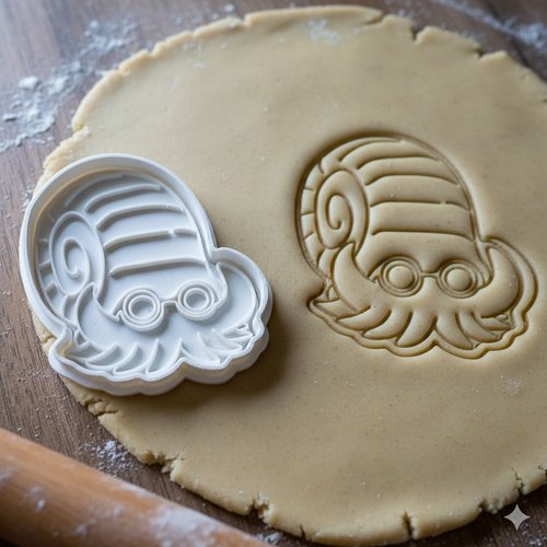 Emporte-piece poulpe a lunettes 8 cm - moule biscuit artisanal