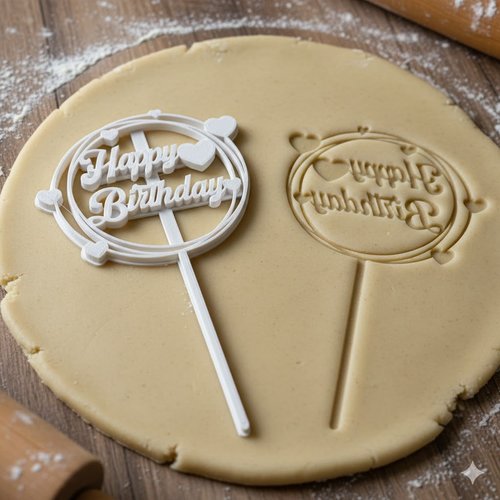 Emporte-piece happy birthday 8 cm - moule a biscuit anniversaire