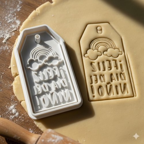 Emporte-piece feliz dia del nino - moule biscuit arc-en-ciel 8cm