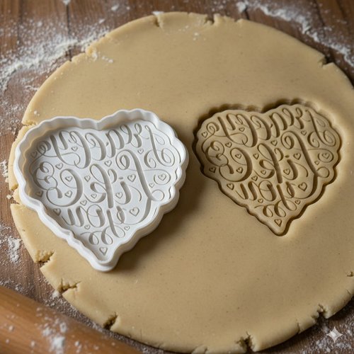 Emporte-piece coeur calligraphie 8 cm - moule a biscuits artisanal