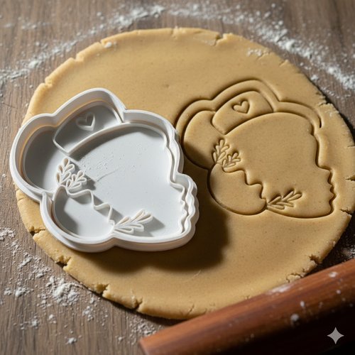 Emporte-piece infirmier avec coeur et fleurs - moule patisserie 8cm